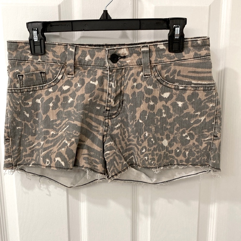 Guess Brown Jean Shorts with Leopard Print - Size 27